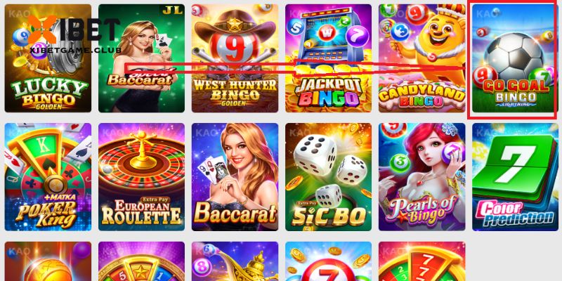 Trên giao diện sảnh JILI hãy chọn trò chơi Go Goal Bingo