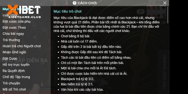 Quy trình của một ván bài Blackjack đầy đủ
