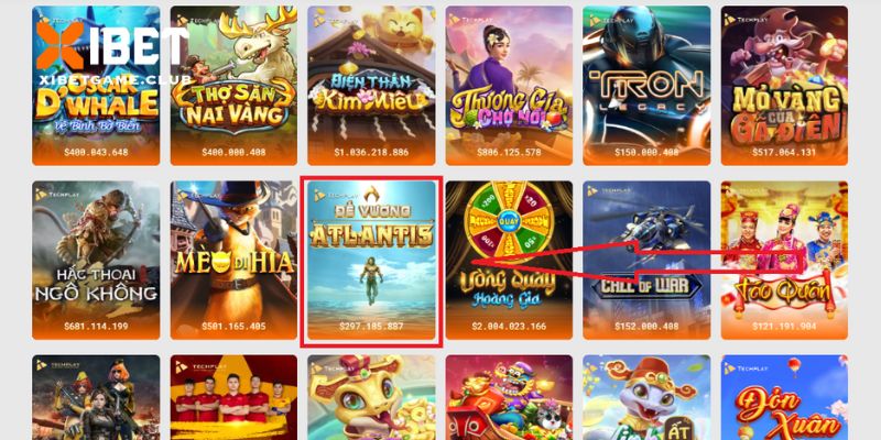 Chọn trò chơi Đế Vương Atlantis trên giao diện