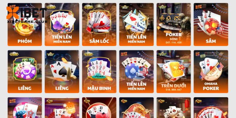 Thông tin về danh mục game bài tại nhà cái XIBET