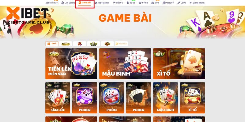 Chọn danh mục game bài để bắt đầu giải trí cực đã