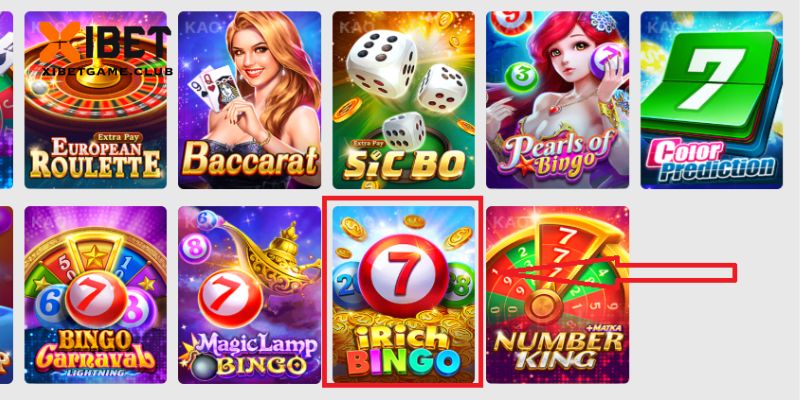 Lựa chọn trò chơi iRich Bingo và bắt đầu giải trí hấp dẫn