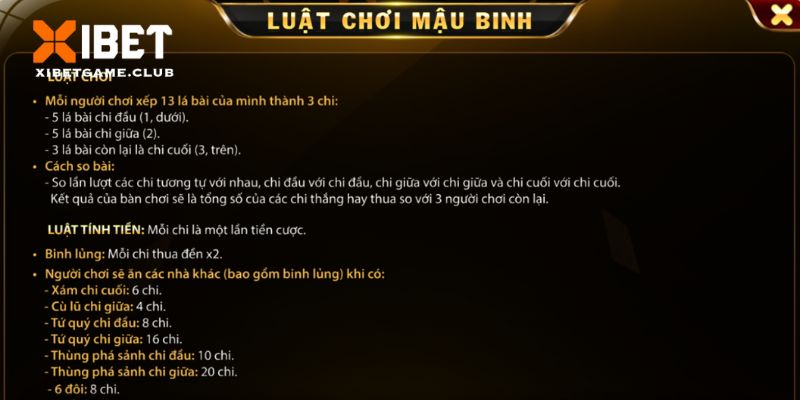 Tìm hiểu về game bài mậu binh tại nhà cái XIBET
