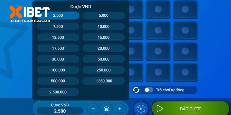 Trò chơi giới hạn tối thiểu là 2.500