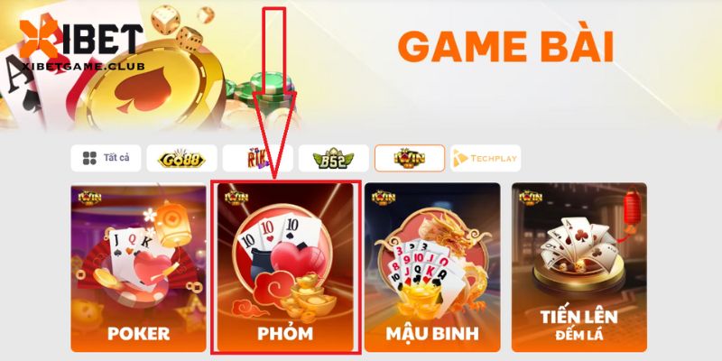 Bạn chọn vào trò chơi bài phỏm để bắt đầu giải trí