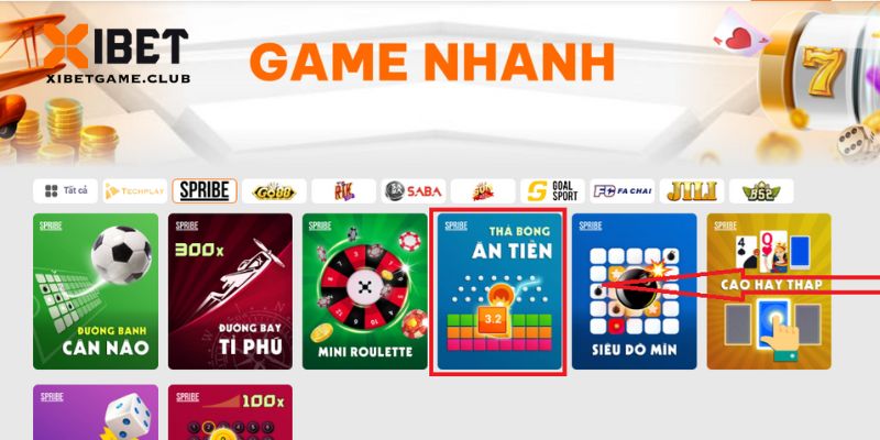 Trên giao diện hãy chọn vào game Thả Bóng Ăn Tiền