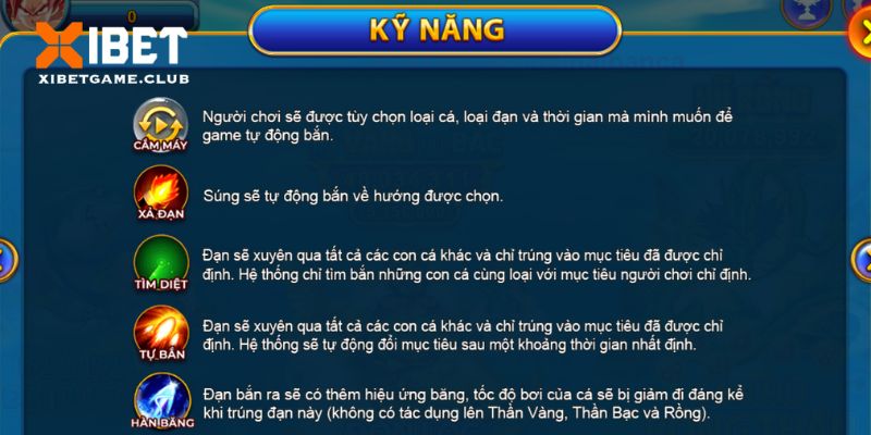 Các kỹ năng người chơi có thể sử dụng